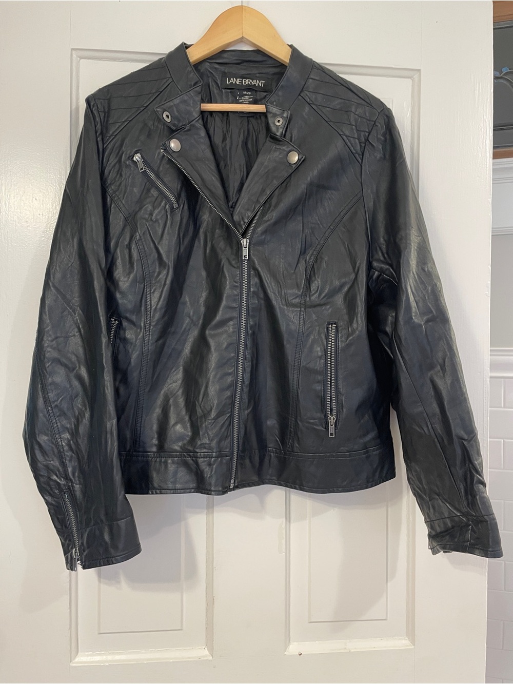 Lane Bryant Women's Black Faux Leather Moto Jacket Size 18 20